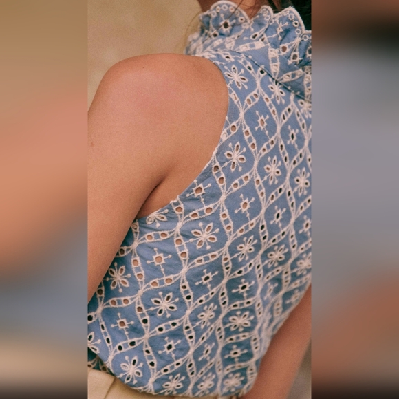 Sezane Erina Shirt in Blue/Ecru - Picture 4 of 15